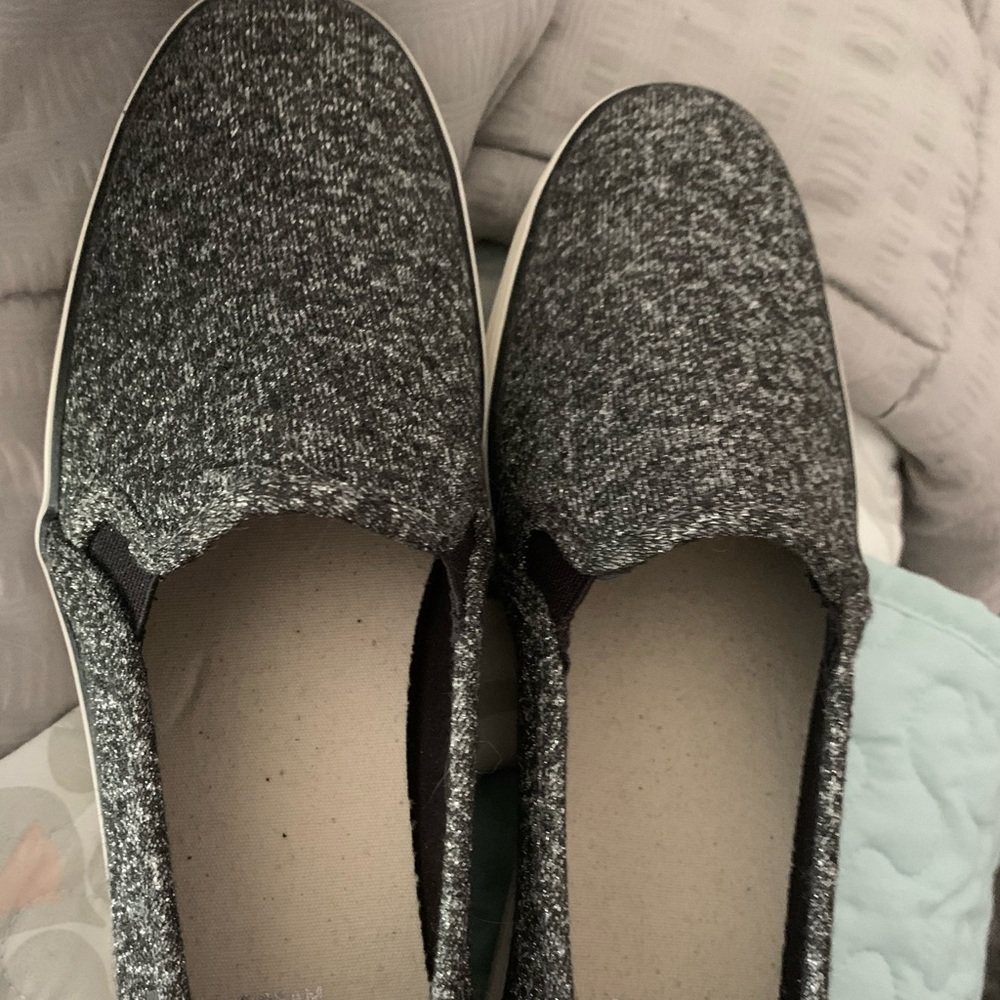 Keds black sparkle wedge sneakers
